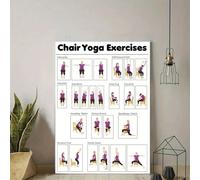 NWPNLXEA Seated Yoga Practice Poster, Senior-Friendly Gentle Exercise Guide with Large Print, Wall Chart for Beginners, Arthritis or Limited Mobility Framed,08x12inch(20x30cm)