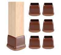 NWRYSM 32 Pièces Embout Chaise Caoutchouc, Protection Pied De Chaise Carré Silicone, Protection Pieds De Meuble Silicone avec Feutre Enveloppé(Size:Large size28-40mm,Color:Marron)