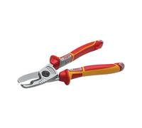 NWS coupe-câble VDE-210mm | pour dénuder et couper les câbles en cuivre et en aluminium | serrage par cliquet des câbles coupe sans écrasement