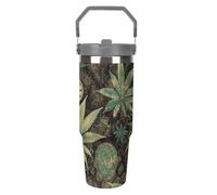 NWTRJ A Puff in Time - Gobelet de 887 ml avec poignée sur le dessus - Tasse à café isotherme en acier inoxydable avec couvercle et paille - Bouteille d'eau étanche pour homme et femme