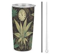 NWTRJ A Puff in Time Weed Marijuana 20oz Tumbler, Gobelet isotherme en acier inoxydable avec couvercle et paille Tasse à café de voyage pour boissons à café thé
