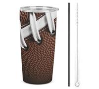 NWTRJ American Football Laces Gobelet isotherme de 591 ml en acier inoxydable avec couvercle et paille pour café, thé et boissons