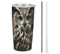 NWTRJ An Owl Gobelet isotherme de 591 ml en acier inoxydable avec couvercle et paille pour café, thé et boissons