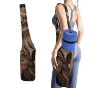 NWTRJ Angry Lion Sac de yoga long fourre-tout avec grande poche latérale pour tapis de yoga Compatible avec la plupart des tailles de tapis
