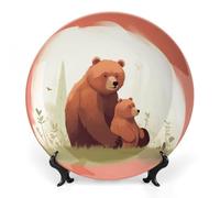 NWTRJ Assiettes décoratives en céramique Bear Hug de 17,8 cm - Assiettes décoratives en porcelaine anglaise avec support de présentation - Ornements décoratifs faits à la main pour la maison, la