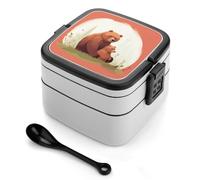 NWTRJ Bear Hug Boîte à bento pour adulte avec 2 boîtes à déjeuner empilables et étanches avec cuillère pour femme, bureau, travail, pique-nique