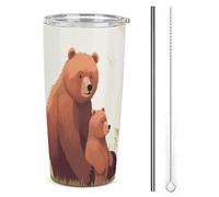 NWTRJ Bear Hug Gobelet isotherme de 591 ml en acier inoxydable avec couvercle et paille pour café, thé, boissons
