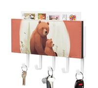 NWTRJ Bear Hug Porte-clés mural avec 5 crochets décoratifs pour clés d'entrée, porte d'entrée, couloir, bureau