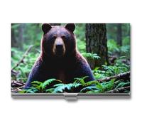 NWTRJ Bear in The Wild Porte-cartes de visite fin et portable en métal pour homme et femme, Style :