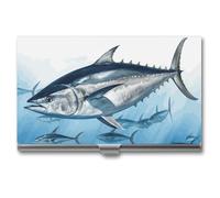 NWTRJ Bluefin Thunnus Porte-cartes de visite fin et portable en métal pour homme et femme
