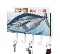 NWTRJ Bluefin Tuna Thunnus Porte-clés mural avec 5 crochets décoratifs pour entrée, porte d'entrée, couloir, bureau