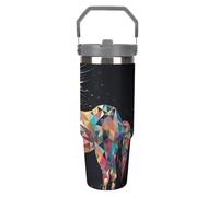 NWTRJ Colorful Horses Gobelet de 887 ml avec poignée sur le dessus en acier inoxydable isotherme avec couvercle et paille - Bouteille d'eau étanche pour homme et femme