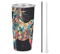 NWTRJ Colorful Horses Gobelet isotherme de 591 ml en acier inoxydable avec couvercle et paille pour café, thé, boissons