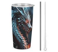NWTRJ Dragon Gobelet isotherme en acier inoxydable de 591 ml avec couvercle et paille pour café, thé et boissons