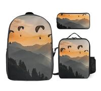 NWTRJ Ensemble de 3 sacs à dos de parachute avec sac à déjeuner et trousse à crayons, sacs de voyage légers et décontractés pour homme et femme