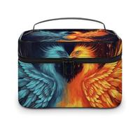 NWTRJ Fire And Water Phoenix Trousse de maquillage de voyage portable étanche en cuir PU avec support de brosse de maquillage pour femme Style 25 x 18 x 15 cm, Style :, 25x18x15cm