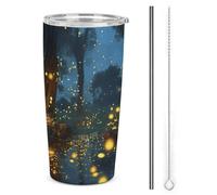 NWTRJ Fireflies Gobelet isotherme de 591 ml en acier inoxydable avec couvercle et paille pour café, thé, boissons