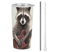NWTRJ Funny Raccoon Gobelet isotherme de 591 ml en acier inoxydable avec couvercle et paille pour café, thé et boissons