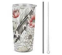 NWTRJ Gobelet isotherme de 591 ml en acier inoxydable avec couvercle et paille - Tasse à café de voyage pour café, thé, boissons
