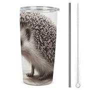 NWTRJ Hedgehog Gobelet isotherme de 591 ml en acier inoxydable avec couvercle et paille pour café, thé, boissons
