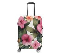 NWTRJ Housse de bagage de voyage avec imprimé floral hawaïen, élastique, lavable, anti-poussière, anti-rayures, convient aux bagages de 48 à 81 cm, Style :, S
