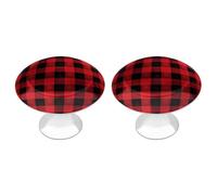 NWTRJ Lot de 2 boutons d'armoire de cuisine de style moderne, boutons de tiroir ronds à motif écossais rouge et noir pour la maison, le bureau, la cuisine