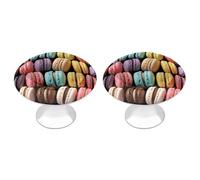 NWTRJ Lot de 2 boutons d'armoire de cuisine de style moderne - Boutons de tiroir ronds aromatisés macarons, biscuits, pâtisseries pour la maison, le bureau, la cuisine