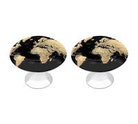 NWTRJ Lot de 2 boutons d'armoire de cuisine de style moderne - Boutons de tiroir ronds avec carte du monde pour la maison, le bureau, la cuisine