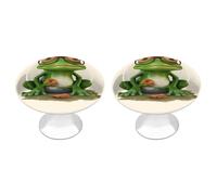NWTRJ Lot de 2 boutons d'armoire de cuisine de style moderne - Boutons de tiroir ronds en forme de grenouille portant des lunettes pour la maison, le bureau, la cuisine