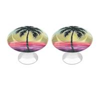 NWTRJ Lot de 2 boutons d'armoire de cuisine de style moderne - Boutons de tiroir ronds en palmier tropical pour la maison, le bureau, la cuisine