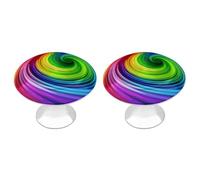 NWTRJ Lot de 2 boutons d'armoire de cuisine de style moderne, boutons de tiroir ronds en spirale arc-en-ciel pour la maison, le bureau, la cuisine