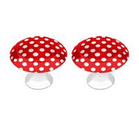 NWTRJ Lot de 2 boutons d'armoire de cuisine ronds de style moderne pour la maison, le bureau, la cuisine - Motif à pois rouges et blancs