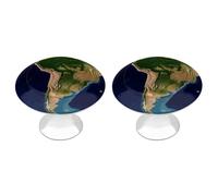 NWTRJ Lot de 2 boutons d'armoire de cuisine ronds de style moderne pour tiroir de commode, image satellite d'Amérique du Sud, pour la maison, le bureau, la cuisine