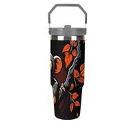 NWTRJ Monkey on Red Branch - Gobelet de 887 ml avec poignée sur le dessus - Tasse à café isotherme en acier inoxydable avec couvercle et paille - Bouteille d'eau étanche pour homme et femme