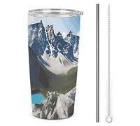 NWTRJ Mountains Gobelet isotherme de 591 ml en acier inoxydable avec couvercle et paille pour café, thé et boissons