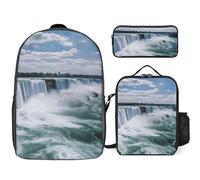 NWTRJ Niagara Falls Ensemble sac à dos 3 pièces avec sac à déjeuner et trousse à crayons, sacs de voyage légers et décontractés pour homme et femme
