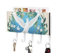 NWTRJ Peace on Earth Porte-clés mural avec 5 crochets décoratifs pour clés d'entrée, porte d'entrée, couloir, bureau