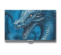 NWTRJ Porte-cartes de visite Dragon Cool bleu fin et portable en métal pour homme et femme