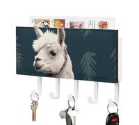 NWTRJ Porte-clés mural en alpaga lama avec 5 crochets décoratifs pour clés pour entrée, porte d'entrée, couloir, bureau