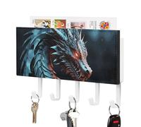 NWTRJ Porte-clés mural en forme de dragon avec 5 crochets - Organisateur de clés décoratif pour entrée, porte d'entrée, couloir, bureau