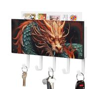 NWTRJ Porte-clés mural en forme de dragon chinois avec 5 crochets - Organisateur de clés décoratif pour entrée, porte d'entrée, couloir, bureau
