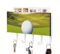 NWTRJ Porte-clés mural sport de golf avec 5 crochets décoratifs pour clés d'entrée, porte d'entrée, couloir, bureau