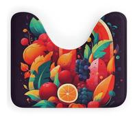 NWTRJ Tapis de toilette en forme de U ultra doux, super absorbant, antidérapant, en microfibre, motif fruits et légumes colorés, tapis de sol pour salle de bain, WC
