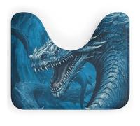 NWTRJ Tapis de toilette en forme de U ultra doux, super absorbant, antidérapant, en microfibre, tapis de sol pour salle de bain et WC Bleu