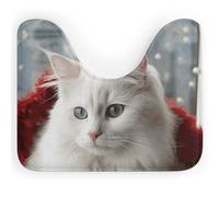 NWTRJ Tapis de toilette ultra doux et super absorbant en microfibre antidérapant en forme de chat blanc pour salle de bain et WC