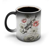 NWTRJ Tasse à café amusante en céramique avec motif de poisson et de carpe japonaise - 325 ml - Sensible à la chaleur - Changement de couleur - Pour la maison, le bureau, les voyages