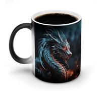 NWTRJ Tasse à café dragon 325 ml en céramique sensible à la chaleur, tasse à café à changement de couleur pour la maison, le bureau, les voyages