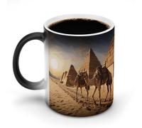 NWTRJ Tasse à café égyptienne à motif de chameaux de 325 ml - Tasse à café amusante en céramique sensible à la chaleur - Tasse à café à changement de couleur pour la maison, le bureau, les voyages