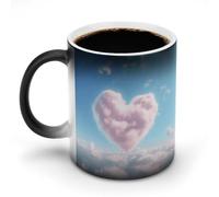 NWTRJ Tasse à café en forme de cœur en forme de nuage de 325 ml - Tasse à café amusante en céramique sensible à la chaleur - Tasse à café à changement de couleur pour la maison, le bureau, les voyages
