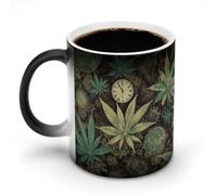 NWTRJ Tasse à café humoristique en céramique « A Puff in Time Weed » - 325 ml - Sensible à la chaleur - Changement de couleur - Pour la maison, le bureau, les voyages